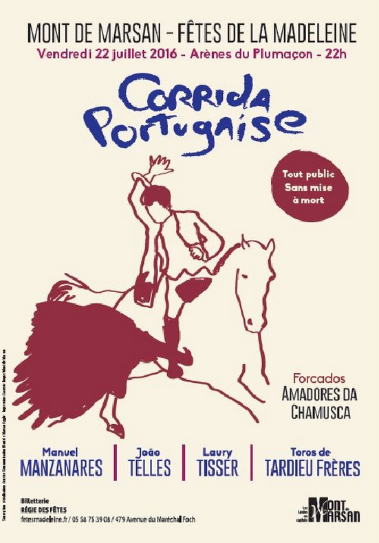 image : Affiche Corrida Portugaise vendredi 22 juillet 2016 - Mont de Marsan