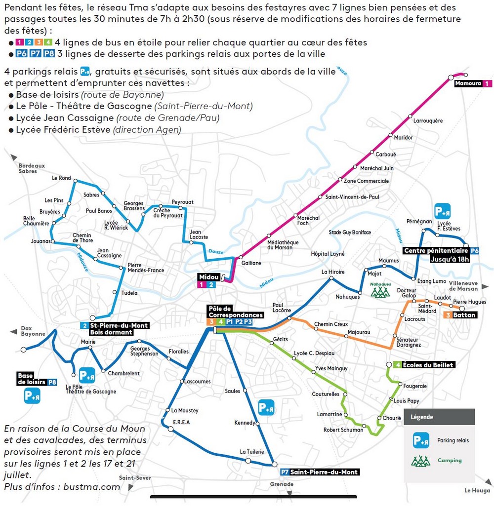 image : Plan des lignes de bus urbains - Madeleine 2024