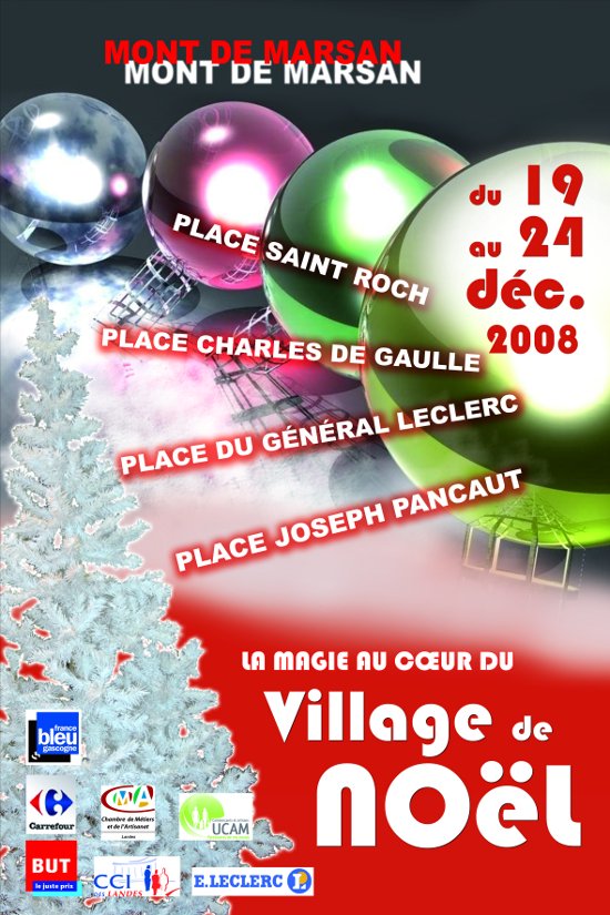 image : affiche du village de noël 2008 de Mont de Marsan